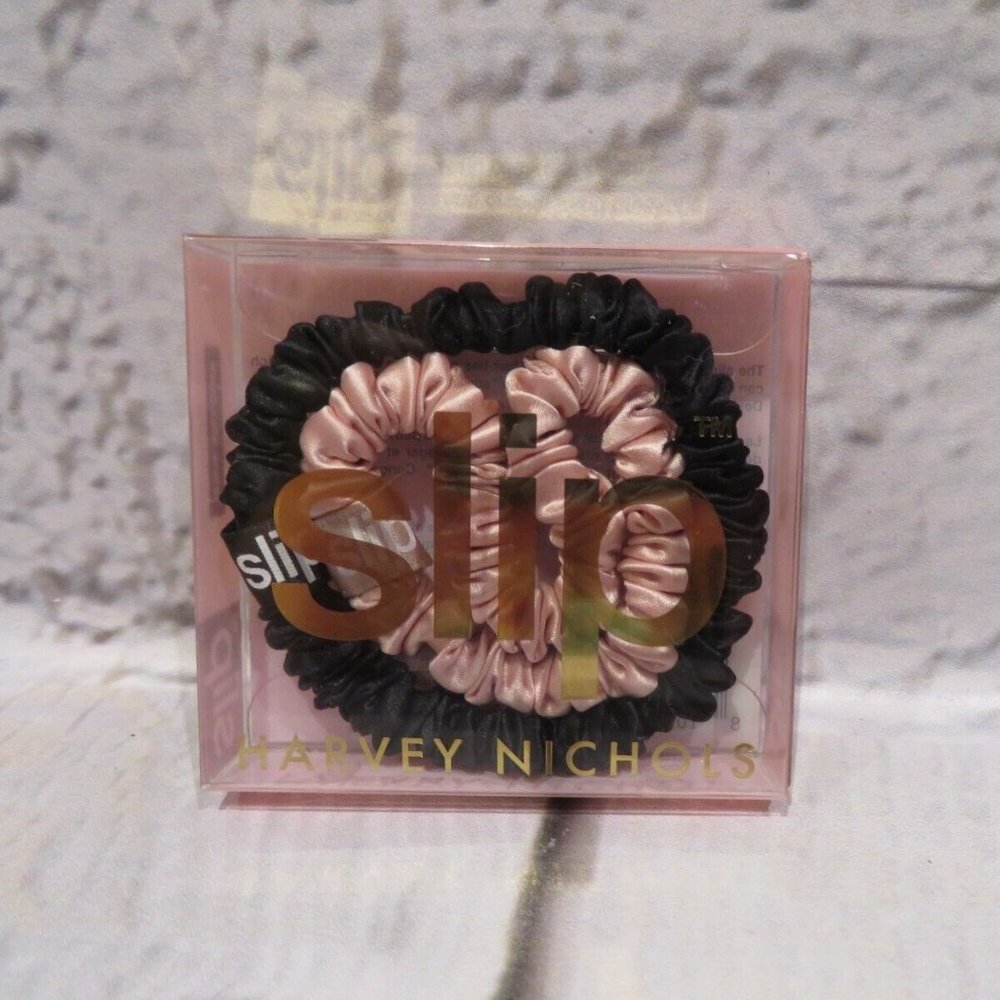 Slip Pure Silk Skinny Scrunchie Duo – Black & Pink